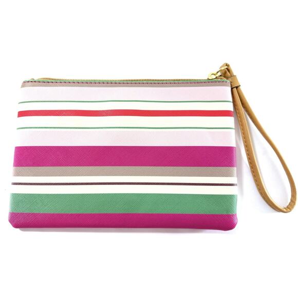 Giani Bernini Striped Wristlet Clutch Bag Multicolor Faux Leather 8x5.5” - Picture 2 of 5